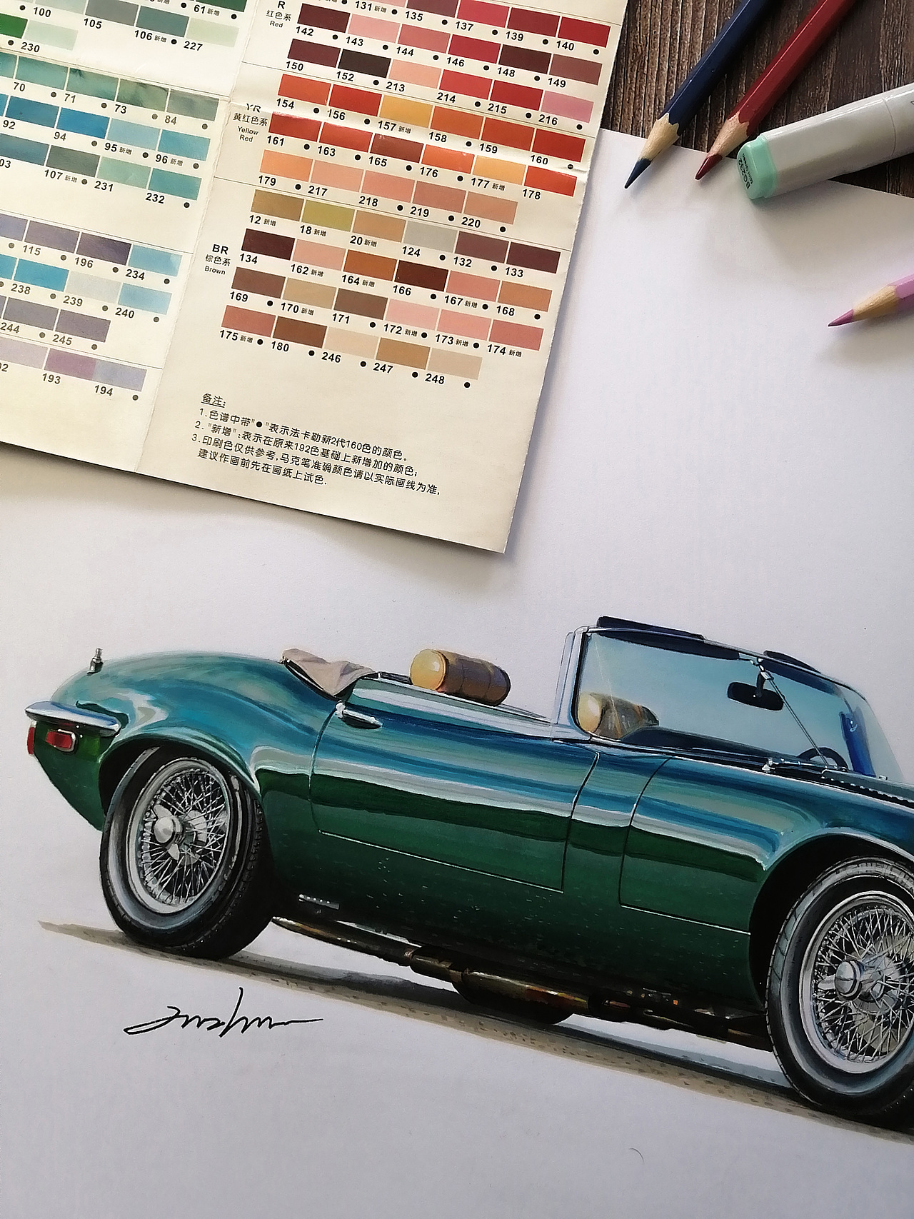 马克笔汽车手绘 捷豹 E-type（图ZMzMwOTEwMjA0） - 艺术插画 - 站酷设计师xyikai吉原创素材 - 站酷ZCOOL
