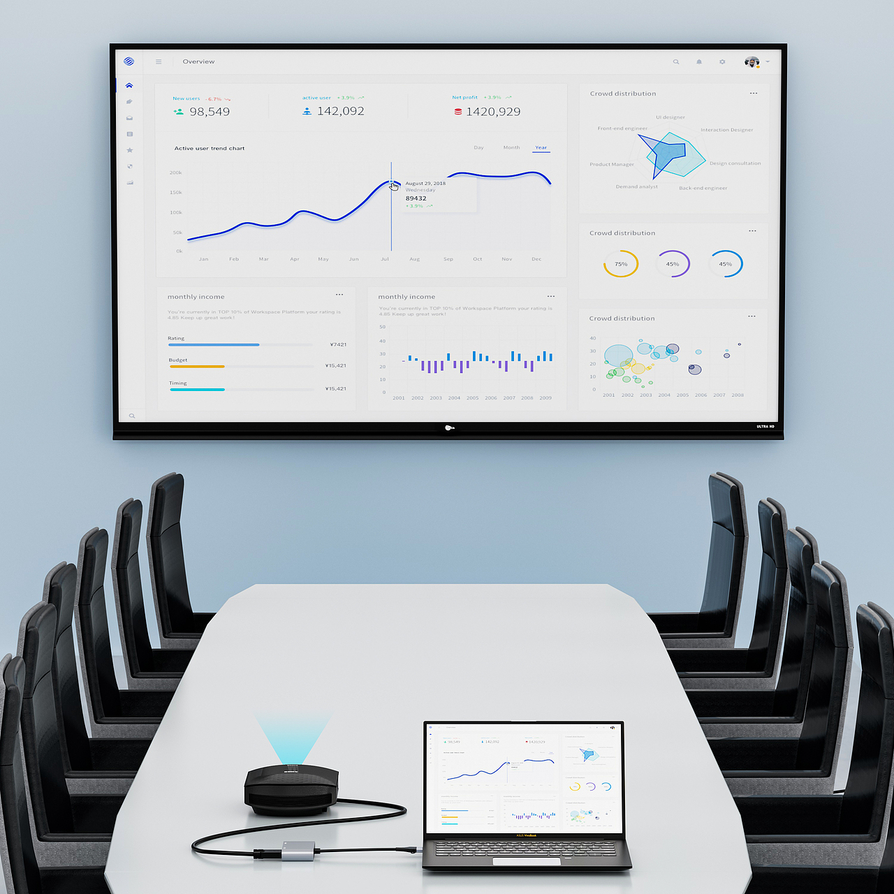 JH/晶华 (VGA 转HDMI+VGA)C4D3C产品渲染