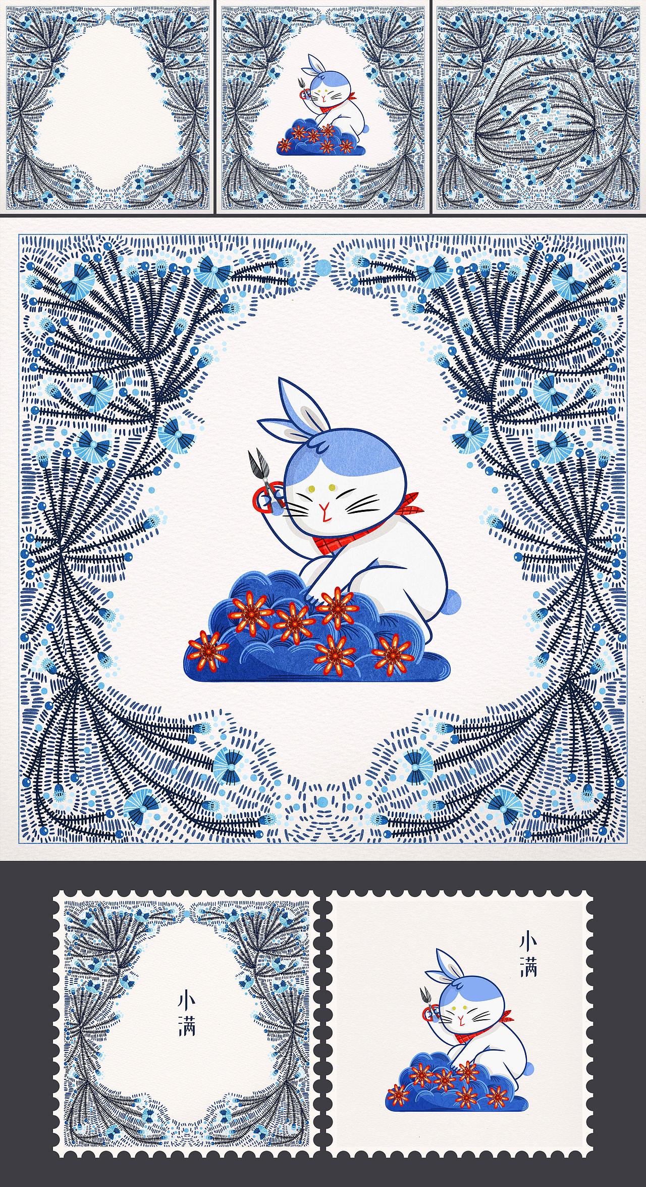 扑哧兔兔 | 节气&花纹&邮票&青花瓷（图ZMzAwODE2MzMy） - IP形象 - 站酷设计师aaaamieya原创素材 - 站酷ZCOOL