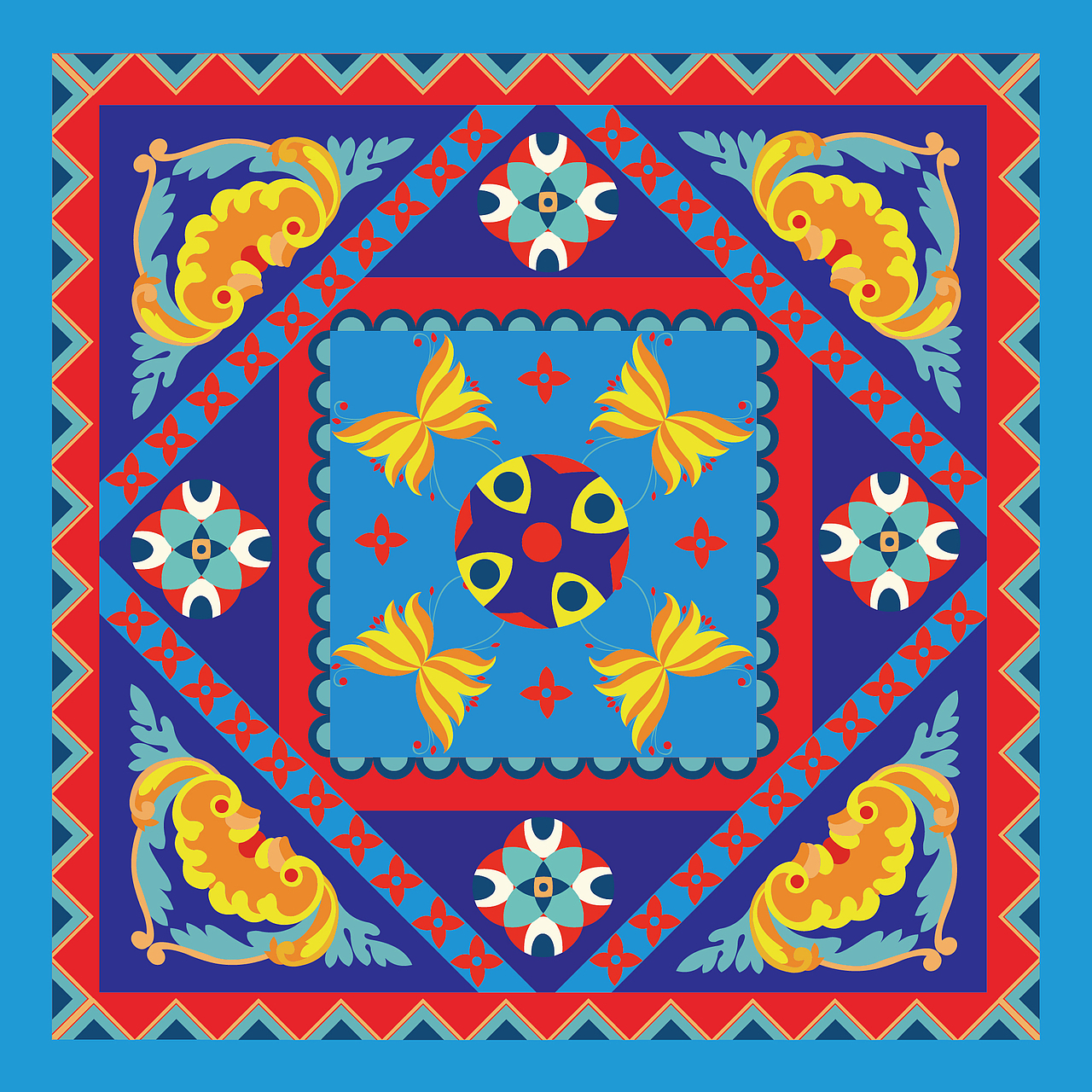 纹样丝巾总结（图ZMzA5NjM3MjI0） - 商业插画 - 站酷设计师喵美心善草灯原创素材 - 站酷ZCOOL