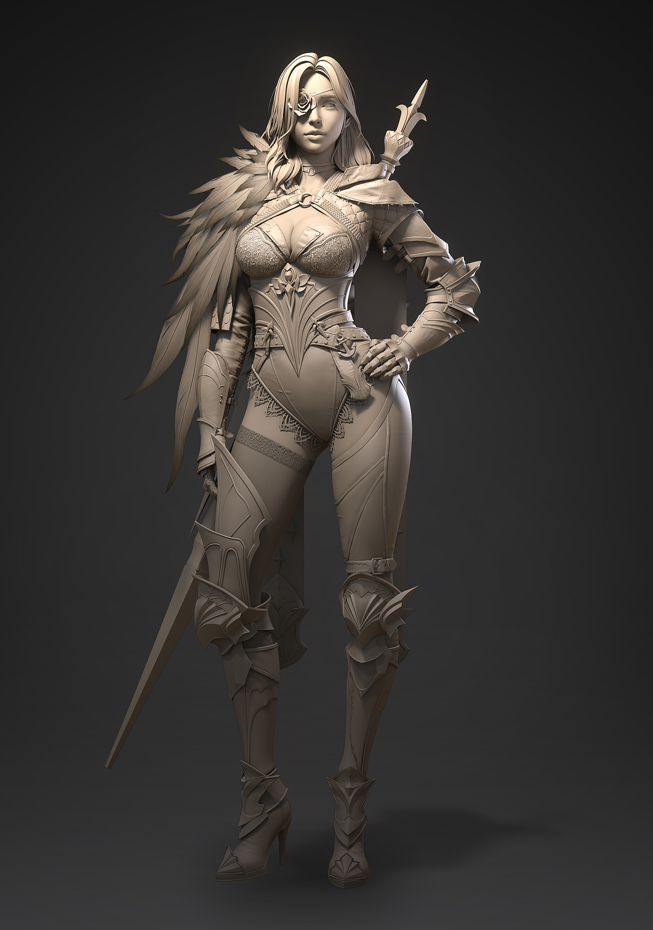 帅气3D高精度建模-女剑客