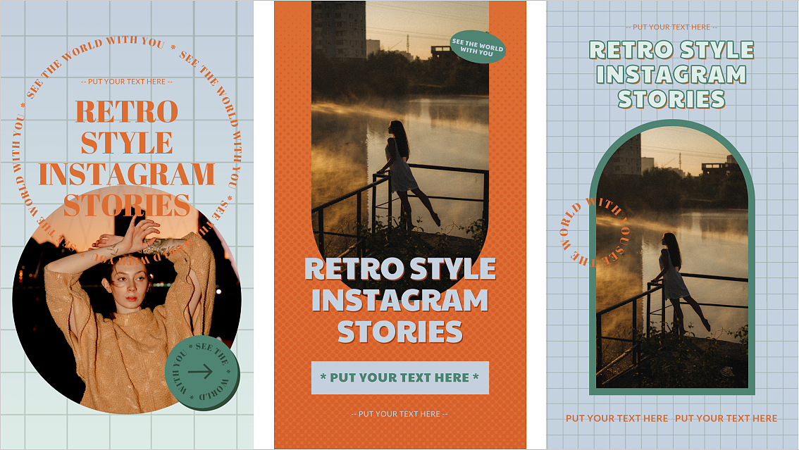 网页包装海报设计-INS风复古设计模板