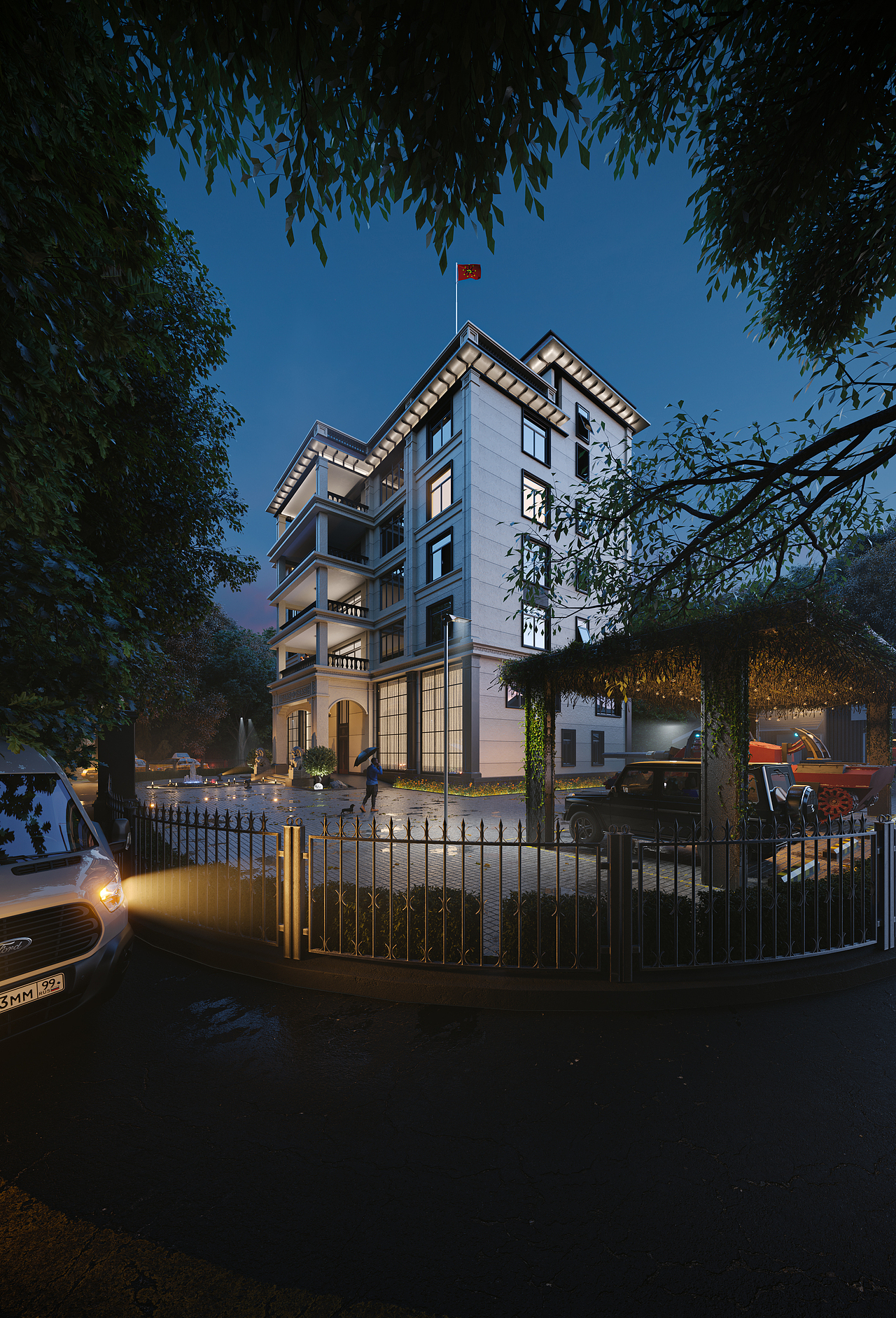 别墅外观 庭院 院子设计（图ZMzQzOTU5NzYw） - 家装设计 - 站酷设计师痞老蟹原创素材 - 站酷ZCOOL