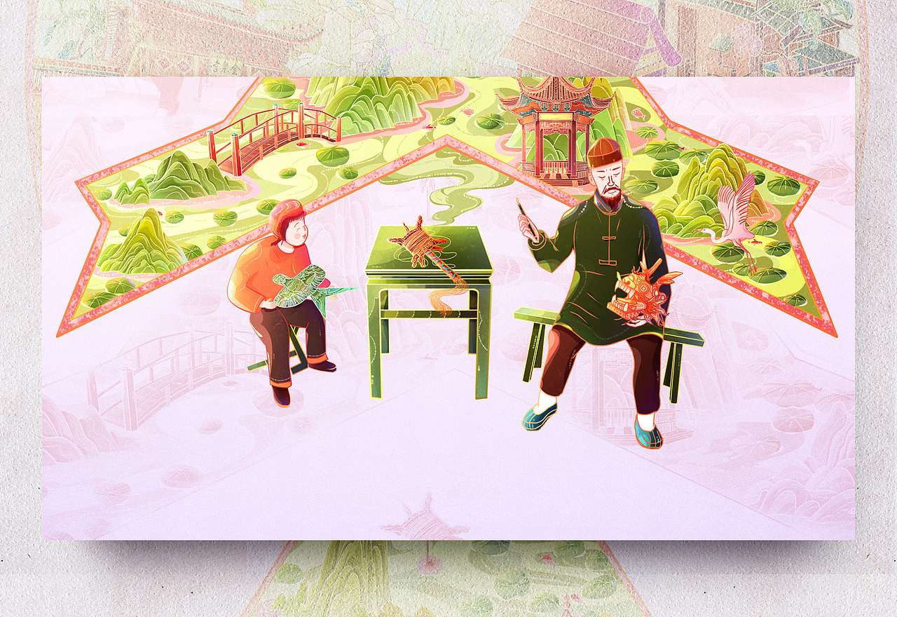 城市美食-担担面 | 非遗-风筝（图ZMzAwNDEwNTQw） - 商业插画 - 站酷设计师向阳的西瓜原创素材 - 站酷ZCOOL