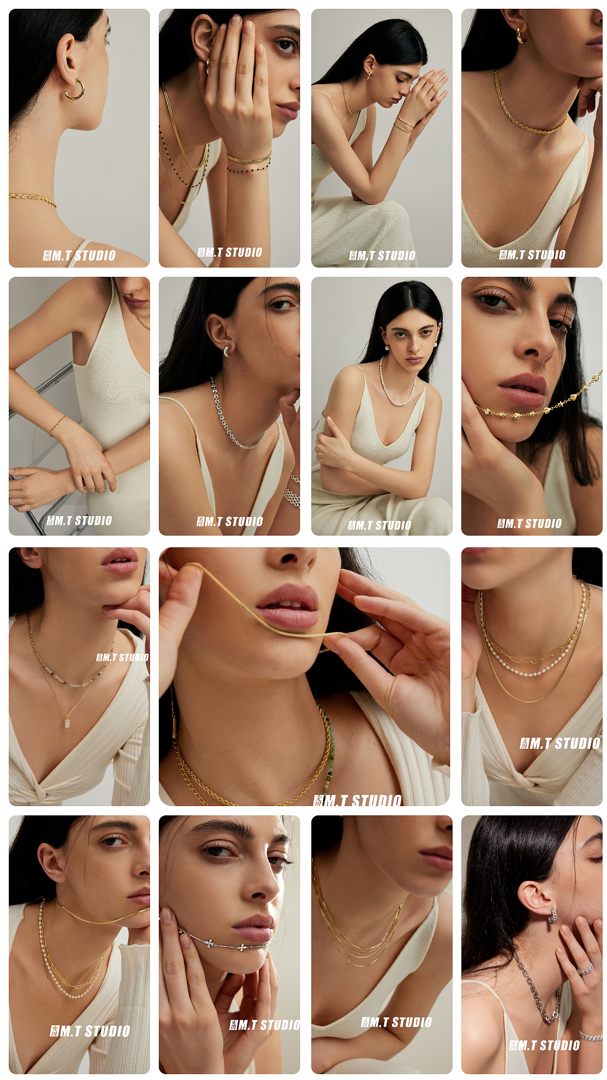 #珠宝首饰外模饰品拍摄高级感轻奢耳钉项链女模小麦色