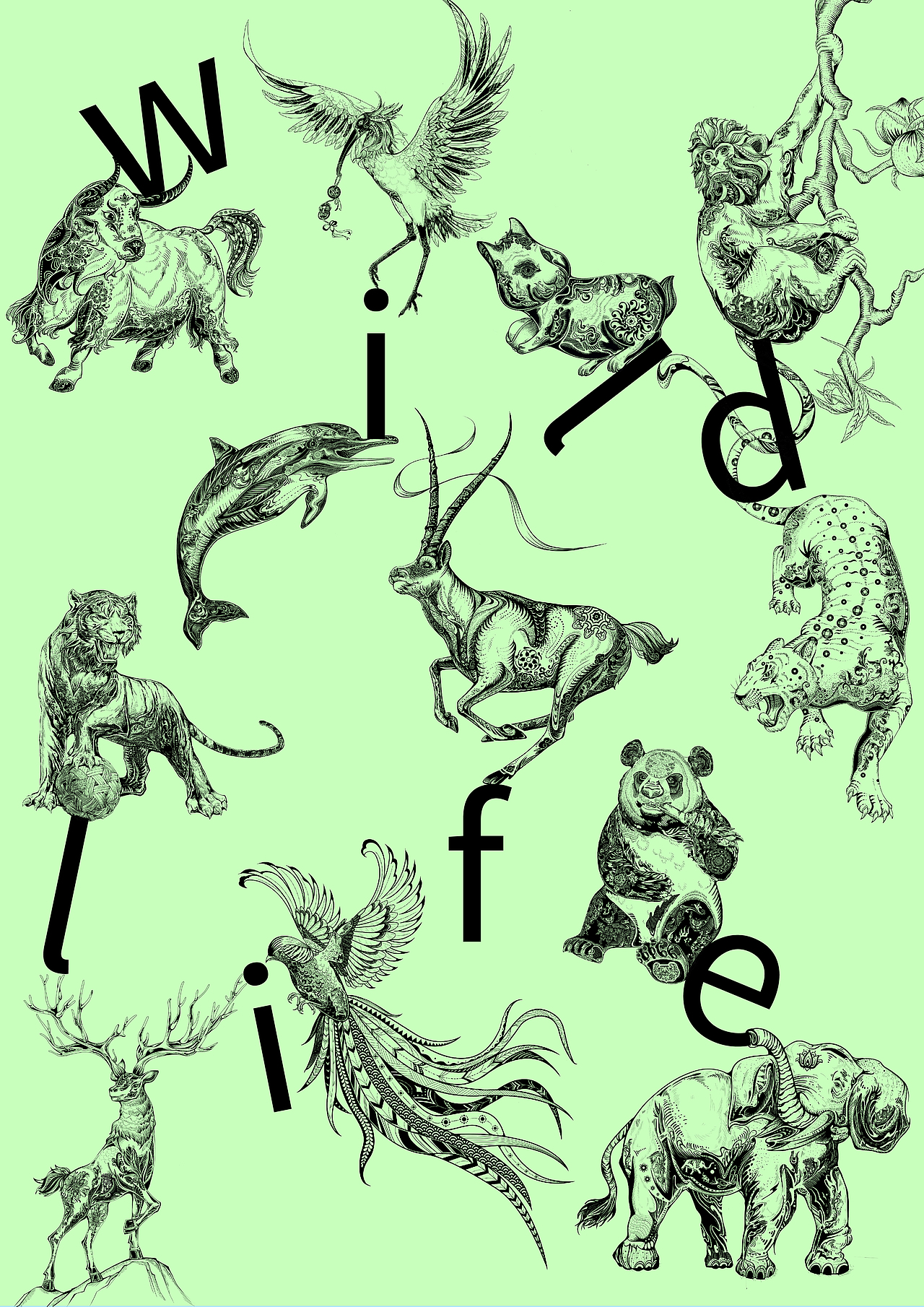 濒危动物系列国潮插画（图ZMzE1MzgxNDEy） - 商业插画 - 站酷设计师白桃鲨原创素材 - 站酷ZCOOL