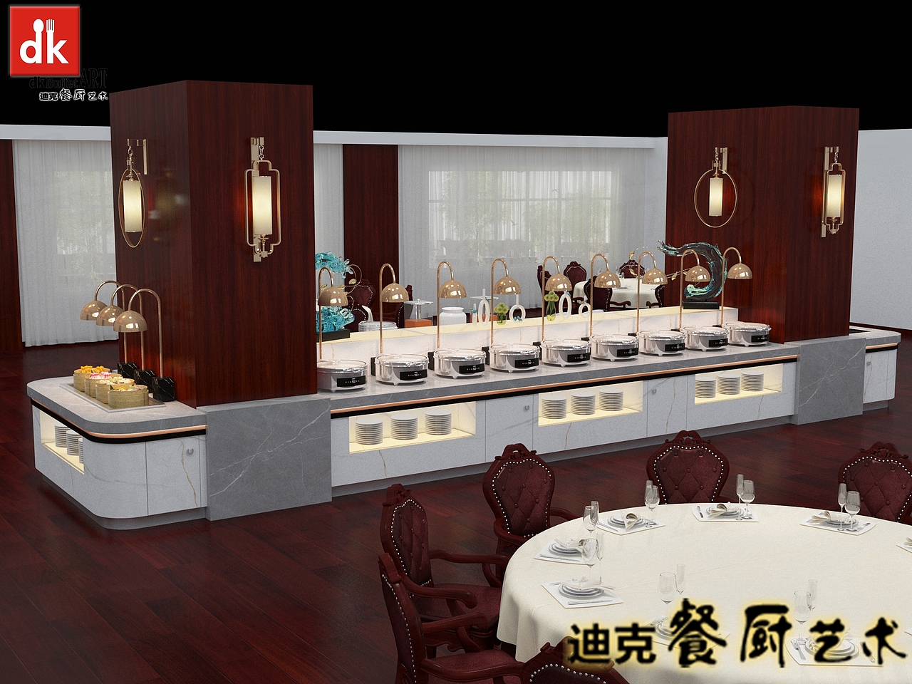 高品质大理石 岩板自助餐台设计制作公司 酒店自助餐台