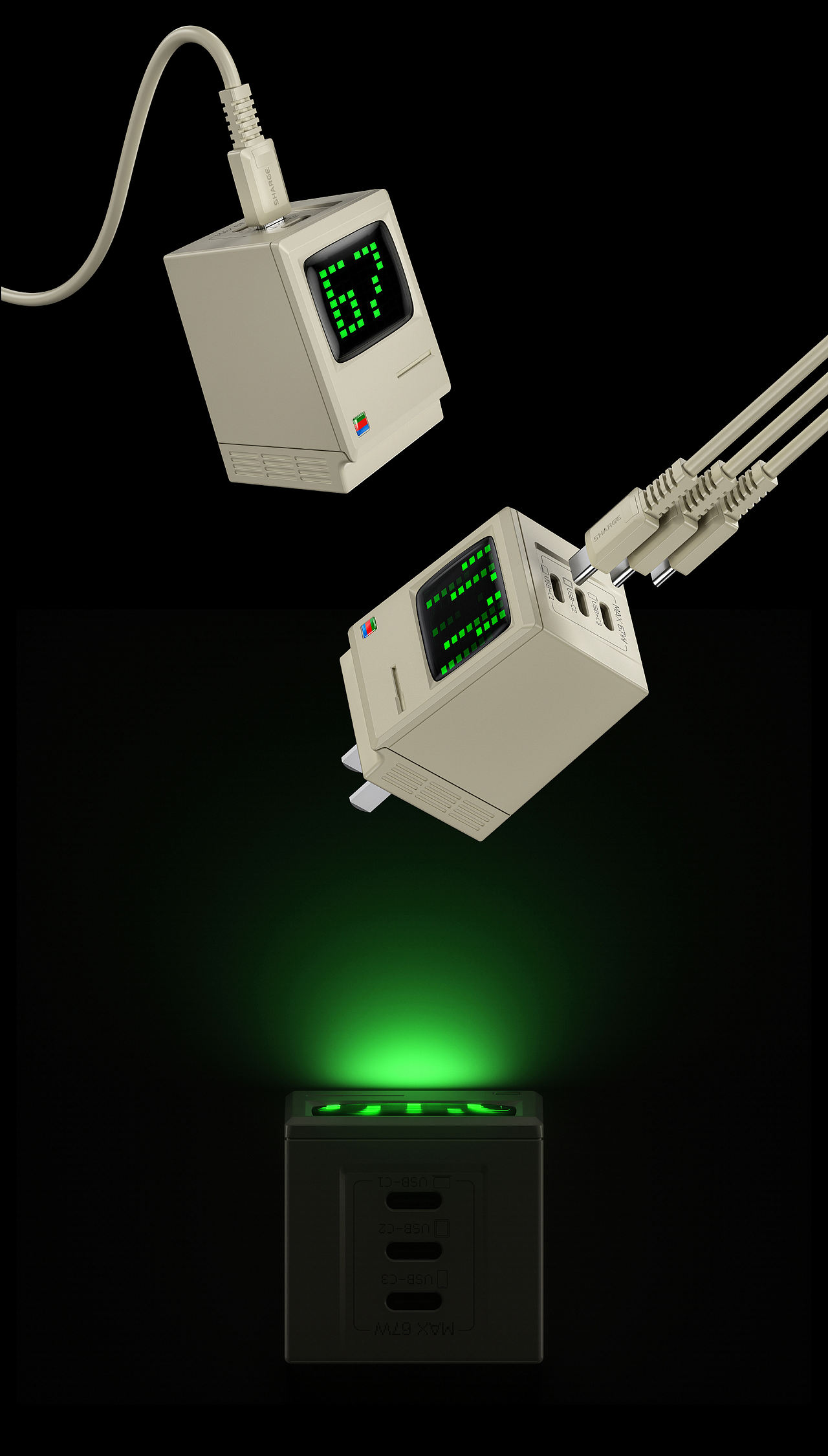 SHARGE 闪极 | SHARGEEK Retro 67W 复古充电器视觉（图ZMzY1ODE0MzMy） - 产品 - 站酷设计师黑色句号原创素材 - 站酷ZCOOL