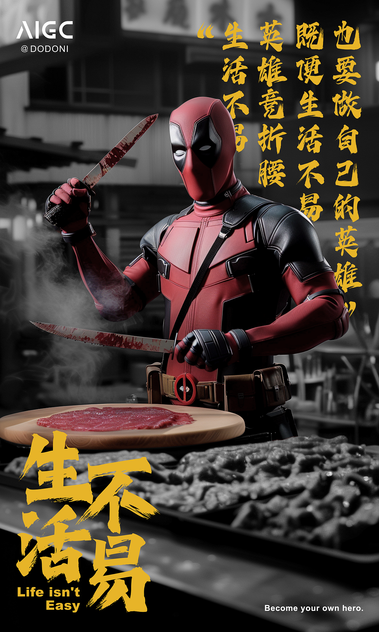 AIGC-《生活不易》创意海报创作（图ZMzY0ODQ0MDQw） - AI作品 - 站酷设计师设计师DODONI原创素材 - 站酷ZCOOL