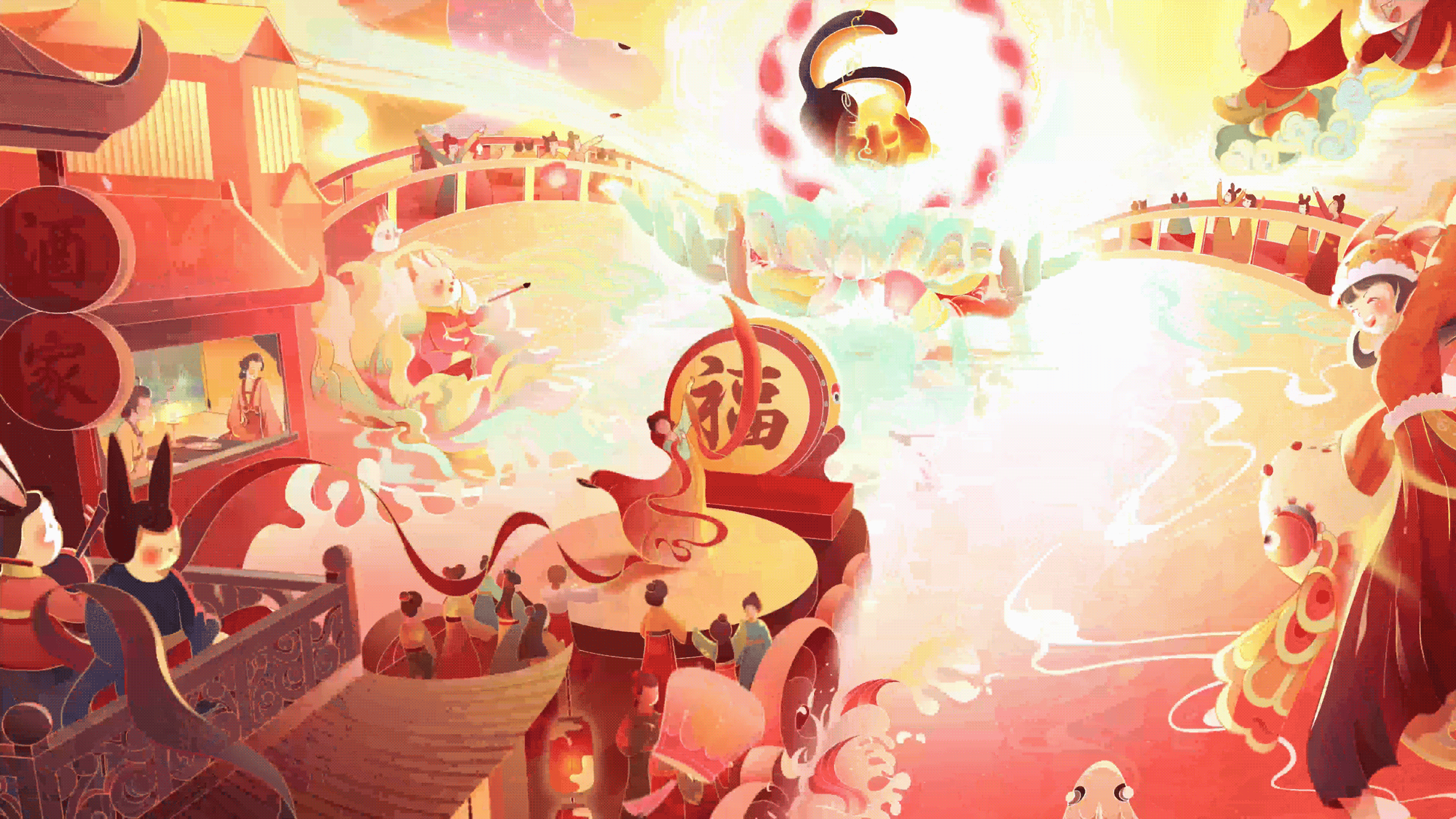 兔年元宵节-新国风大场景KV（图ZMzI4NzkwMTEy） - 商业插画 - 站酷设计师dddland原创素材 - 站酷ZCOOL