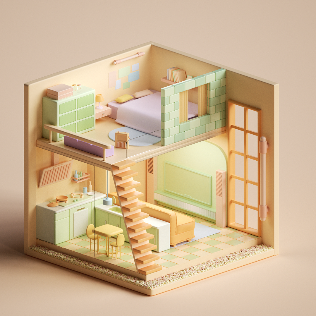近期C4D零基础课程小房间案例优秀作业-C4D蜂巢计划(图ZMzQ0MDQxMzY0) - 场景 - 站酷设计师我就是NiaoNiao原创素材 - 站酷ZCOOL