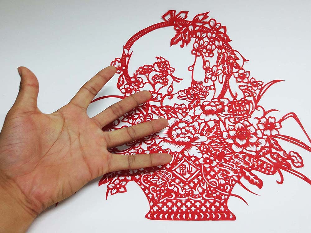 百花迎福 中国剪纸 纸雕 纸艺 手工 手艺 非遗