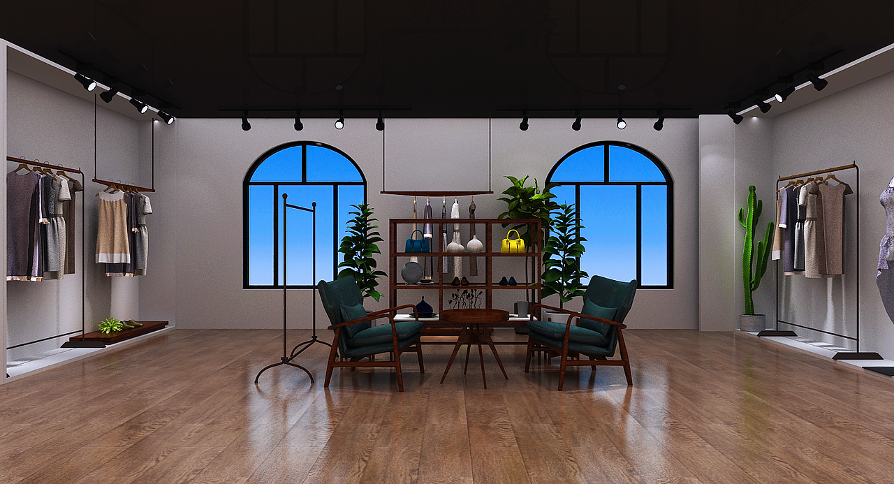 英伦校服展厅3D设计效果图