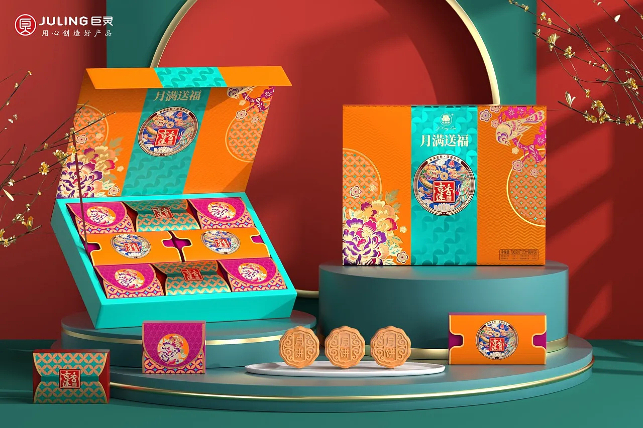 巨灵设计 x 吉香莲 | 传统大气复古插画中秋月饼礼盒（图ZMzQ3NDQ4ODg0） - 包装 - 站酷设计师广州巨灵包装设计原创素材 - 站酷ZCOOL