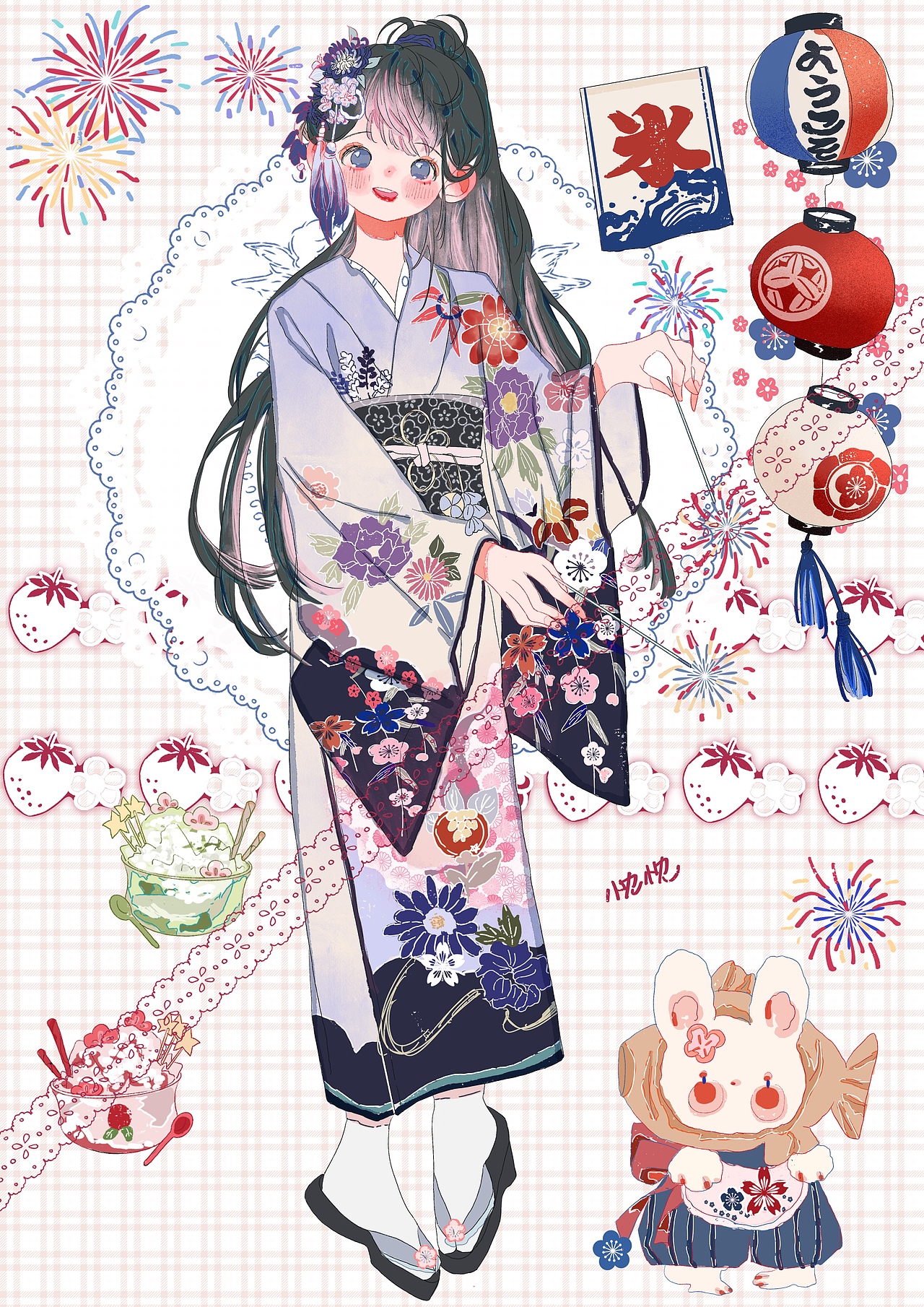 明艳的和服少女已参与 :收集夏日限定浪漫 夏日「插画」挑战关注私信