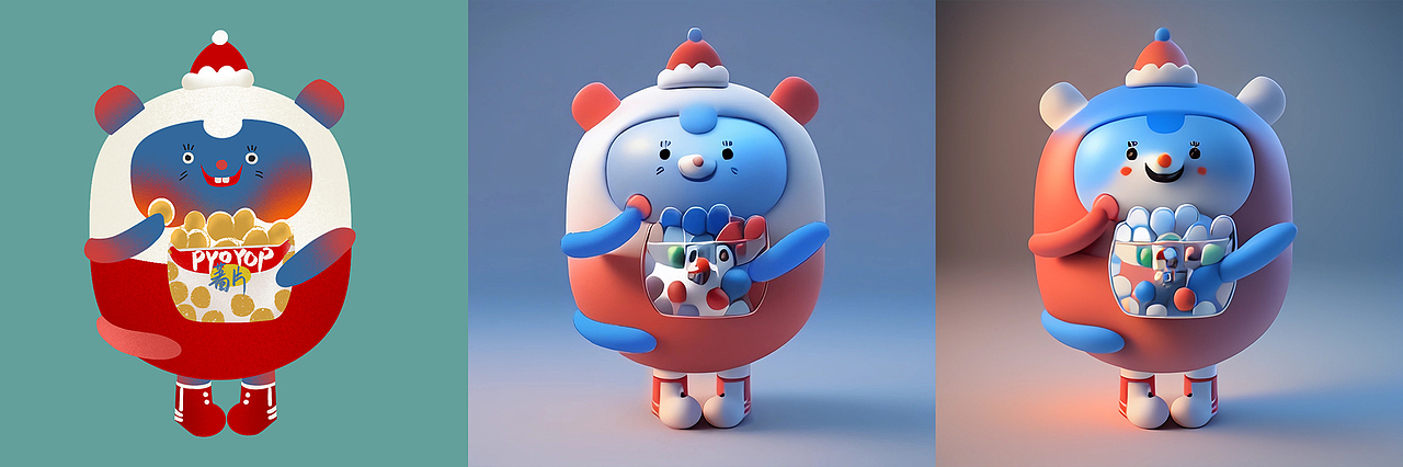 插画黏土设计——喵系列AI生成三维模型