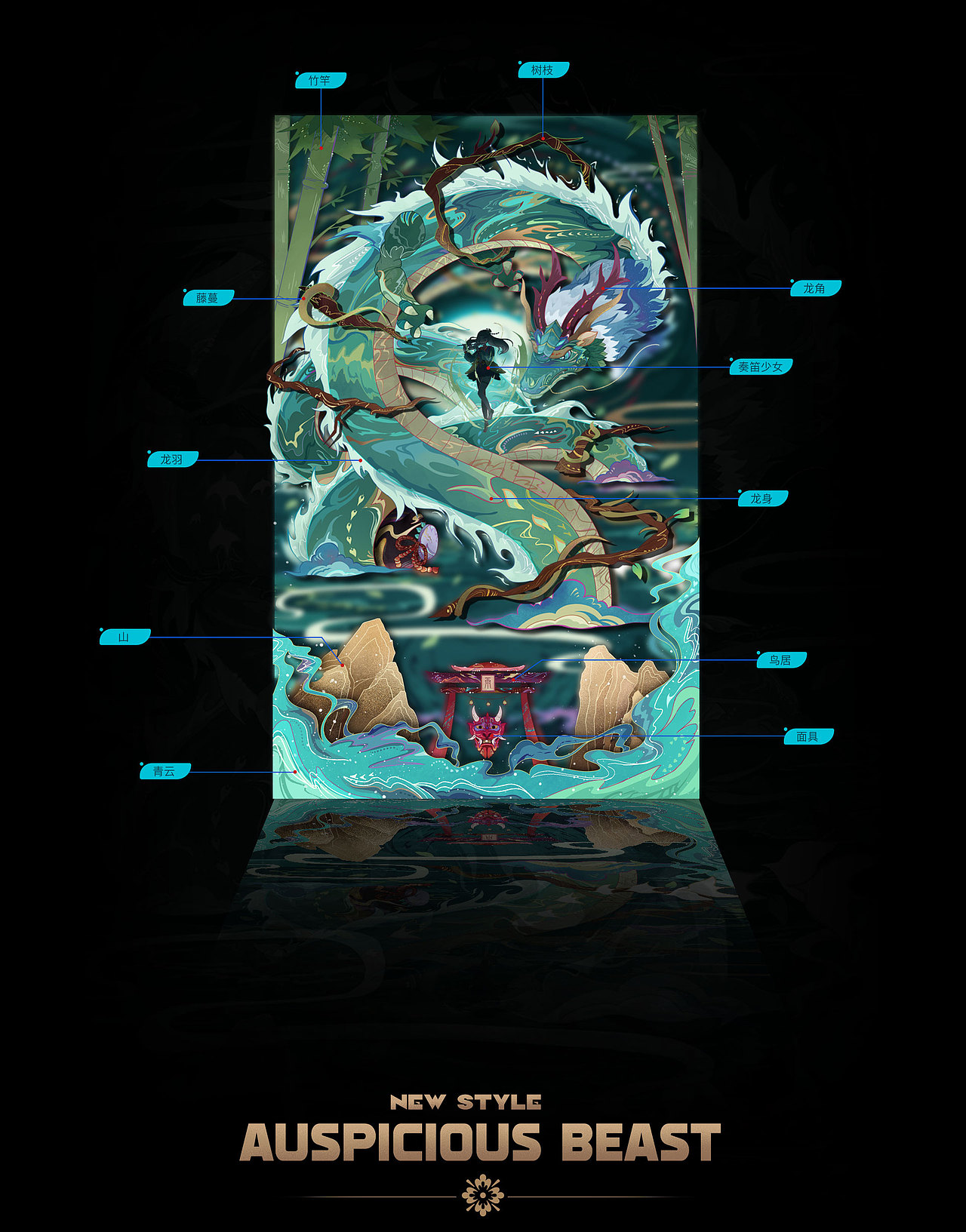 青龙×天灵蔓生｜主视觉（图ZMzE1OTE2OTEy） - 商业插画 - 站酷设计师椰果阿茶原创素材 - 站酷ZCOOL