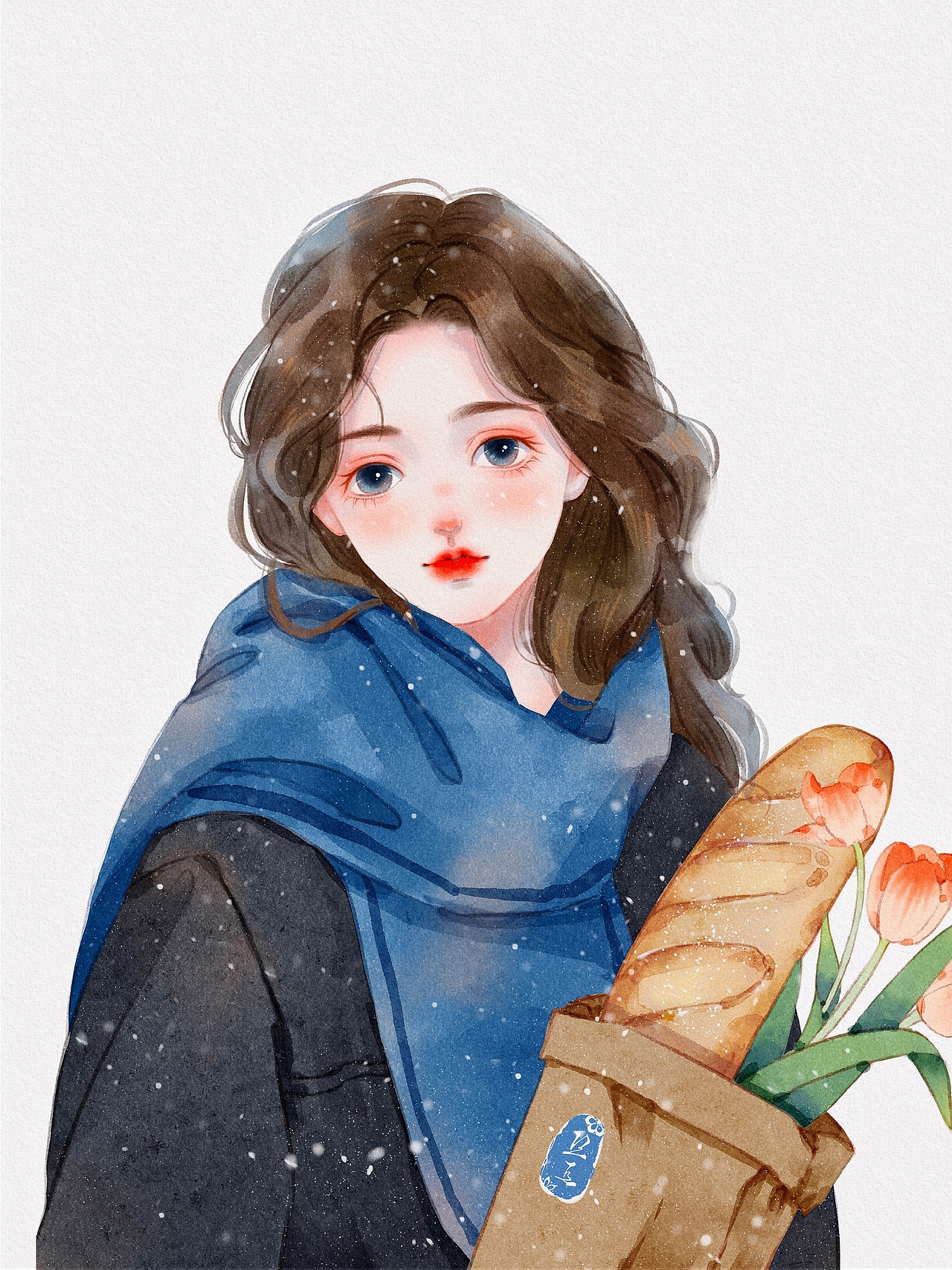 ipad水彩|冬日情侣（图ZMzI1Mjg5Mzcy） - 艺术插画 - 站酷设计师丘叨鱼原创素材 - 站酷ZCOOL