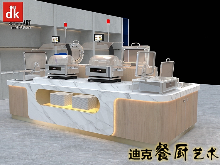 自助选餐台 大理石自助餐台效果图 单位食堂组合布菲台