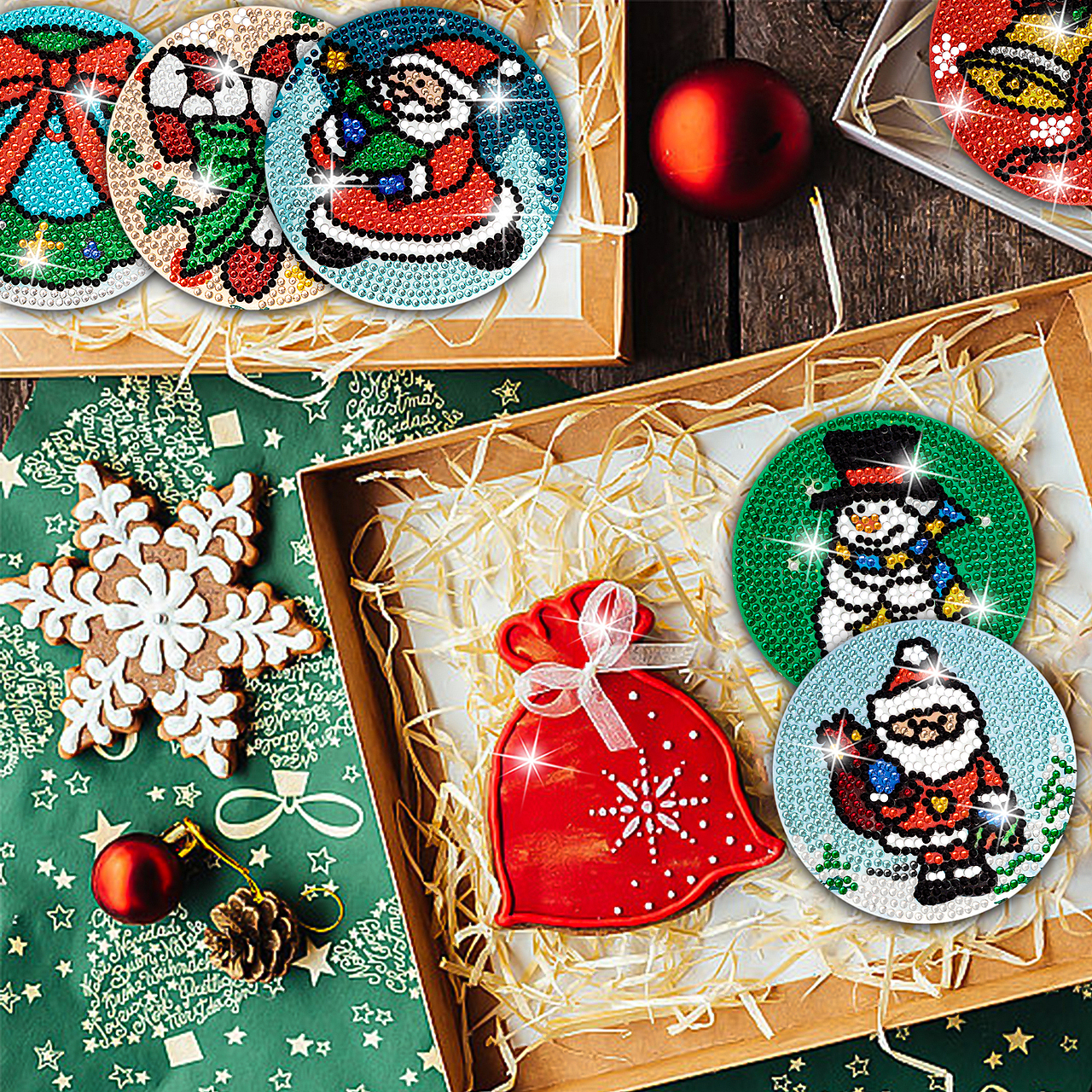 亚马逊 |圣诞节钻石杯垫 主图设计（图ZMzYyNDA2ODc2） - 电商 - 站酷设计师Teatea设计原创素材 - 站酷ZCOOL