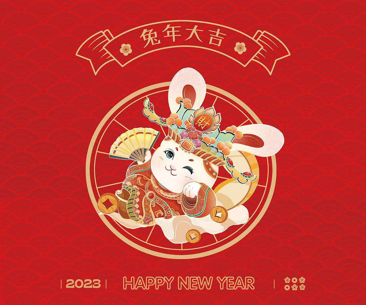 卯兔贺岁/兔年新春插画/包装/文创