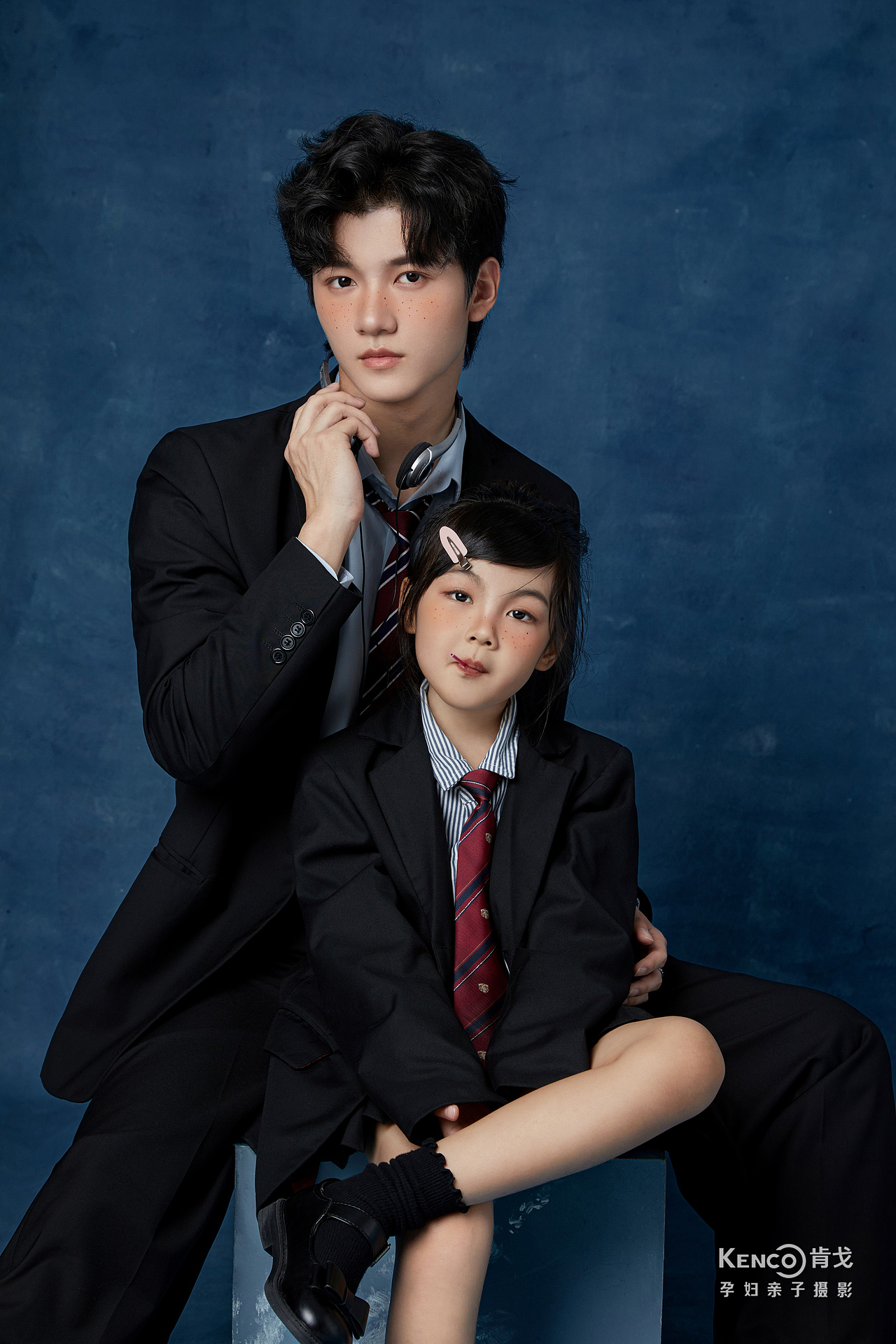 美式父女证件照