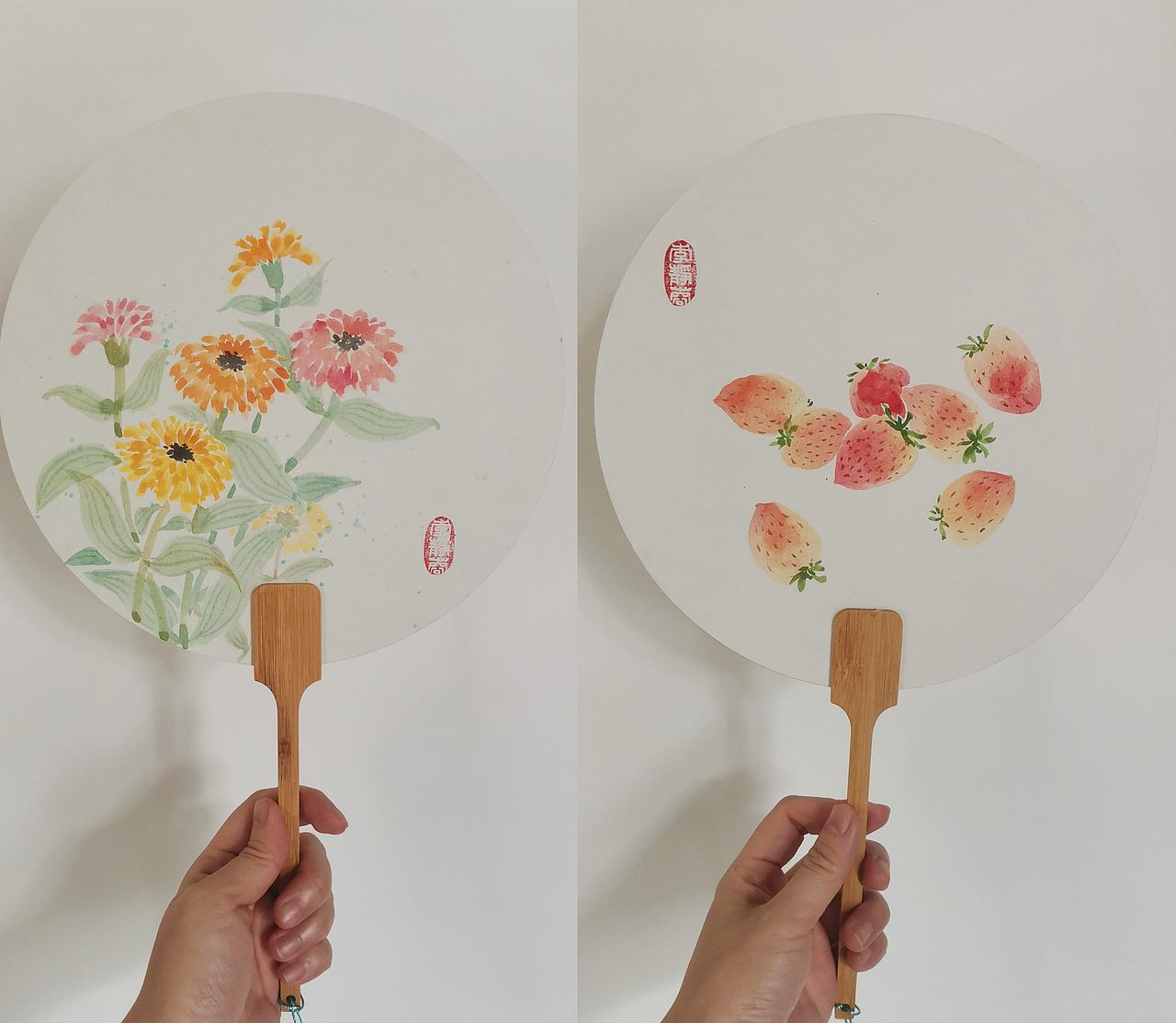 國畫團(tuán)扇，寫意花鳥和山水練習(xí)（圖ZMzU3OTAzNzk2） - 繪畫 - 站酷設(shè)計(jì)師自愈兔原創(chuàng)素材 - 站酷ZCOOL