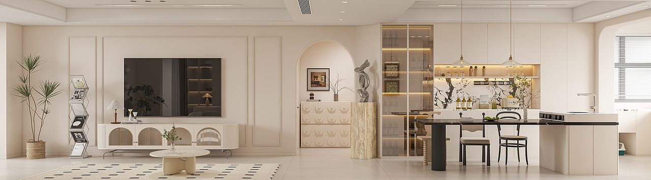 法式轻奢客餐厅厨房—择木创建新晨效果图