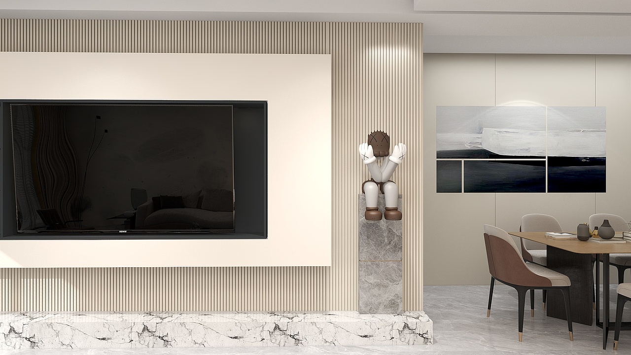 简约系列|暖色电视墙，温馨之中的点缀恰到好处（图ZMzExNTgzMTgw） - 家装设计 - 站酷设计师设计师徐来原创素材 - 站酷ZCOOL