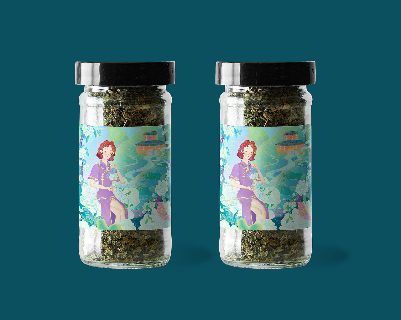 包装插画——茉莉花茶