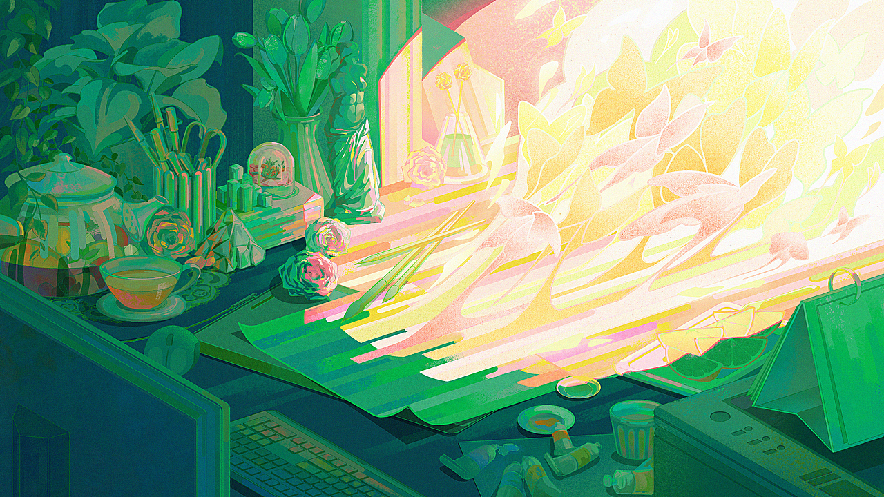 茶派的美好世界-生命力（圖ZMzQxODk4OTk2） - 商業(yè)插畫 - 站酷設計師Eryaa原創(chuàng)素材 - 站酷ZCOOL