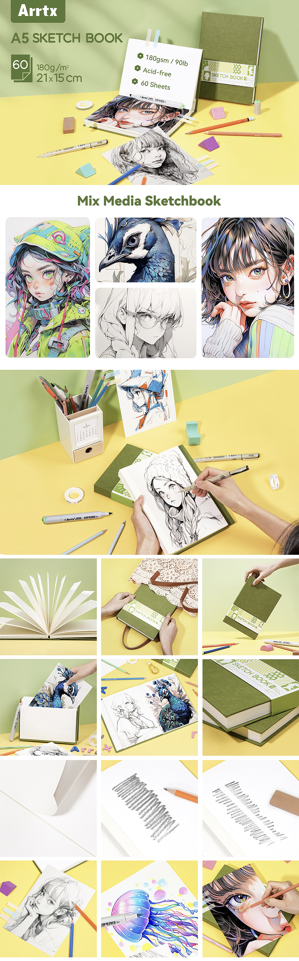 跨境电商 - ARRTX速写本 文具亚马逊套图拍摄设计（图ZMzUwMzk4MzIw） - 电商 - 站酷设计师YipGaJam原创素材 - 站酷ZCOOL