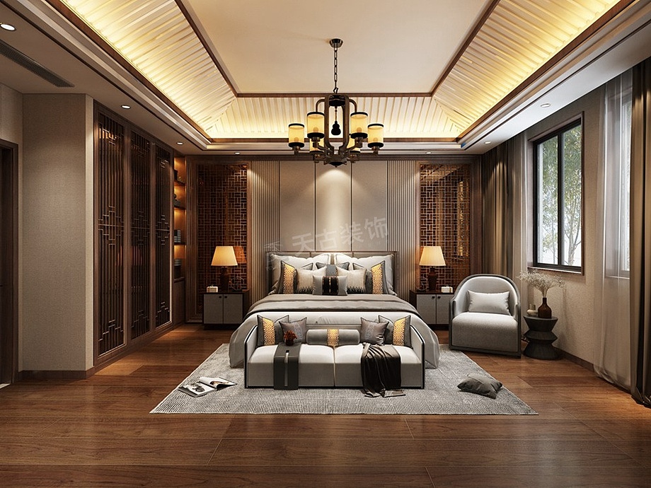 碧桂园·海昌南山澜装修案例,新中式双拼别墅设计效果图