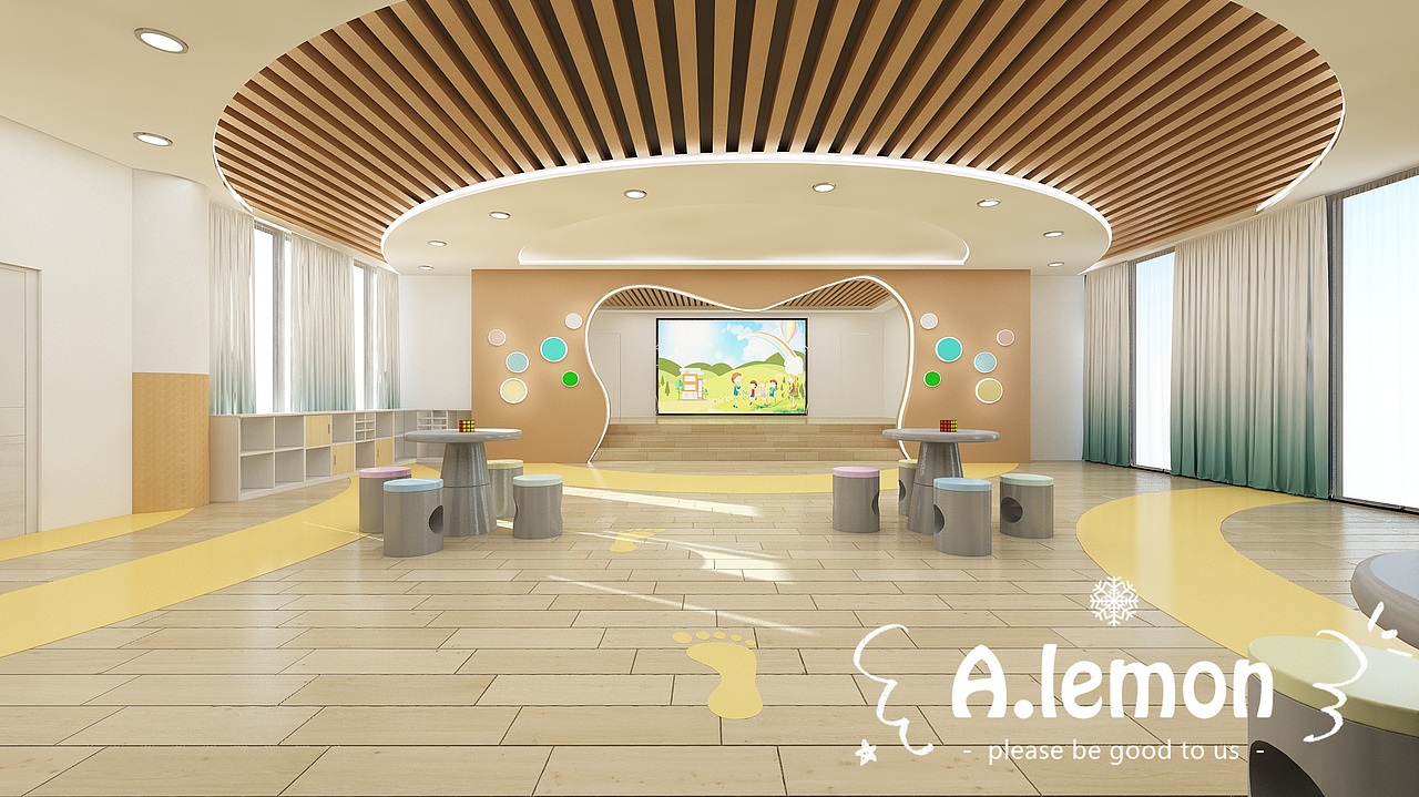 幼儿园大厅效果图（图ZMzEzMjM0NzQw） - 家装设计 - 站酷设计师柠檬之恋原创素材 - 站酷ZCOOL