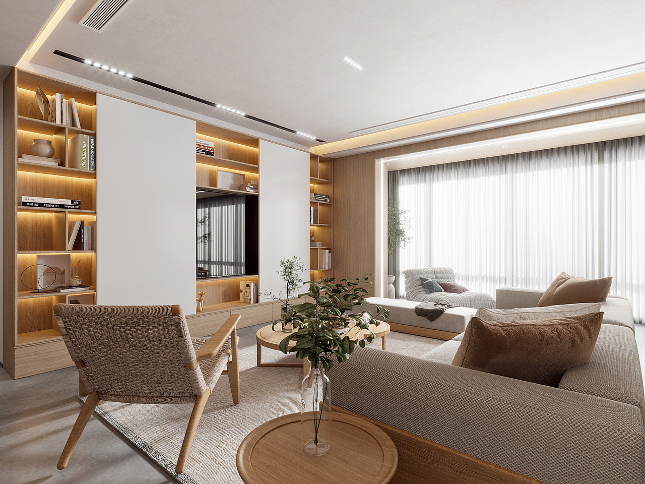 日式原木客餐厅加主卧