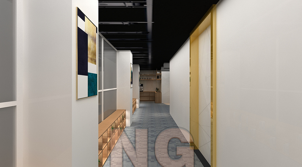 建外街道走廊文化设计3D效果图