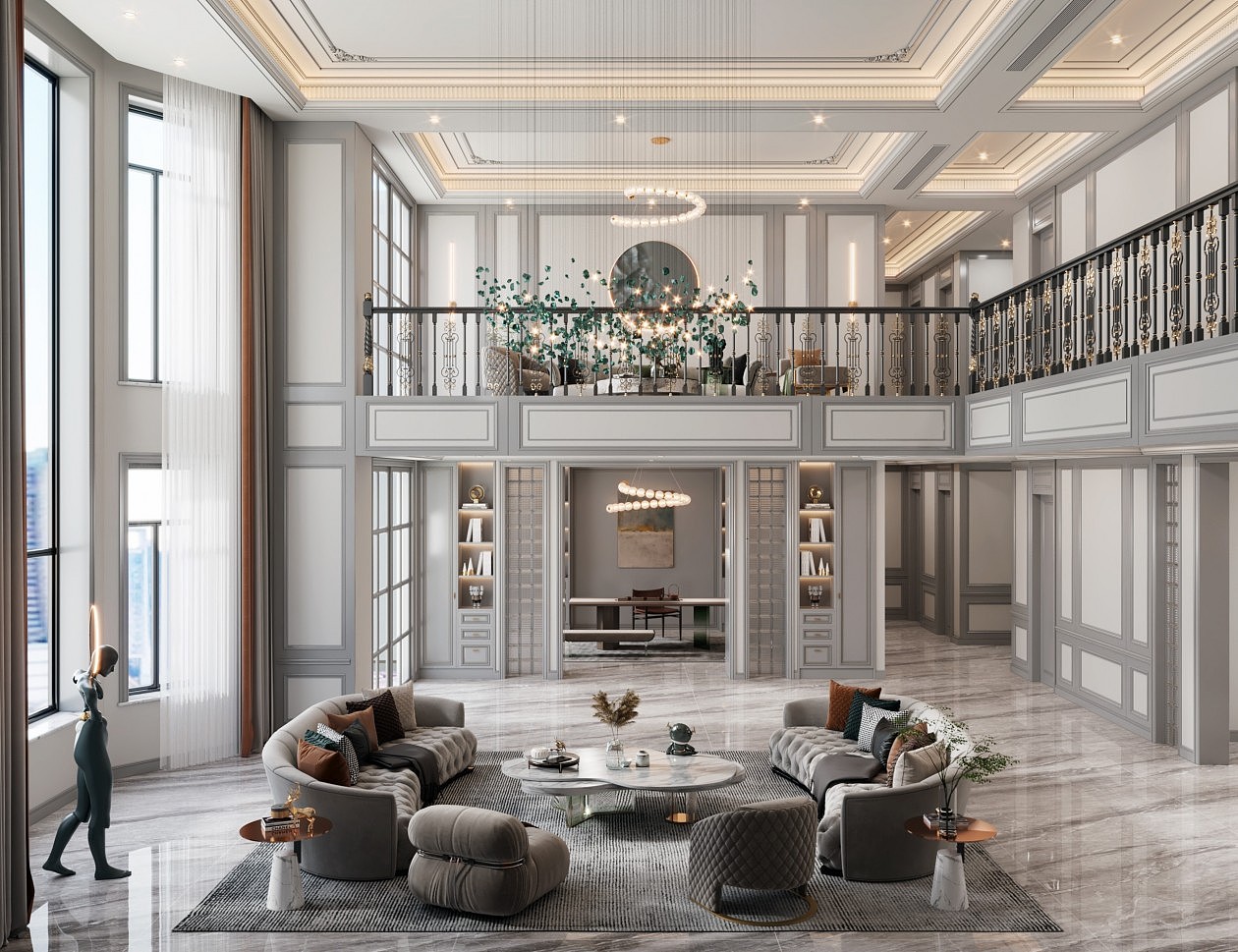 简欧风格客餐厅效果图设计