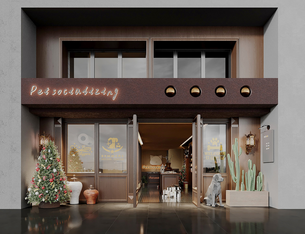 美式宠物店设计（图ZMzY2NDQ2Njk2） - 商业空间设计 - 站酷设计师近在咫尺设计原创素材 - 站酷ZCOOL