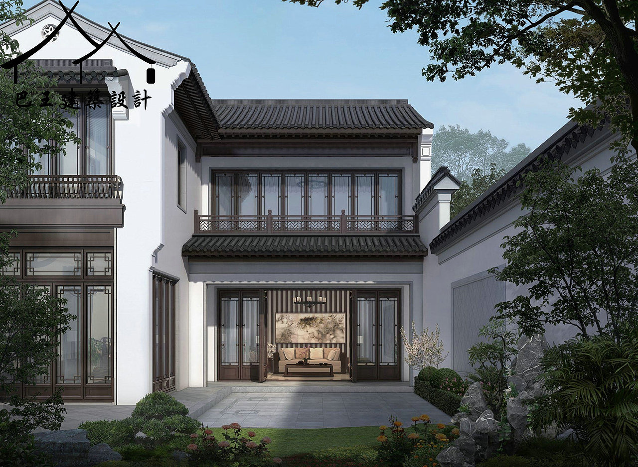 现代四合院别墅  中式四合院庭院