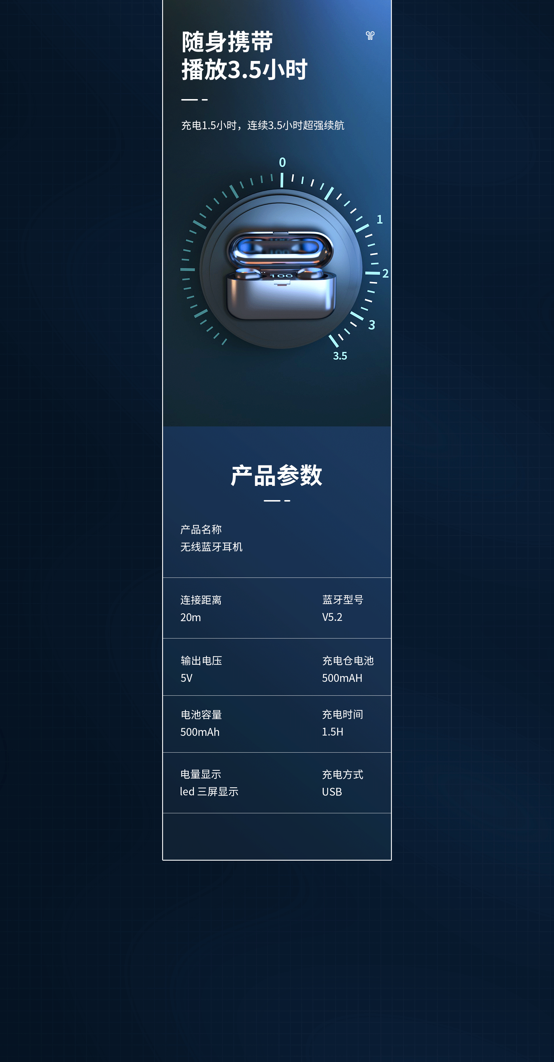 3C#蓝牙耳机详情页