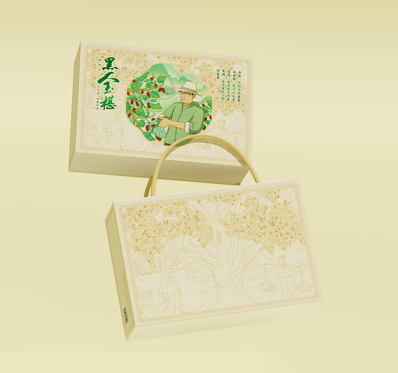 果干桑葚国风插画包装设计