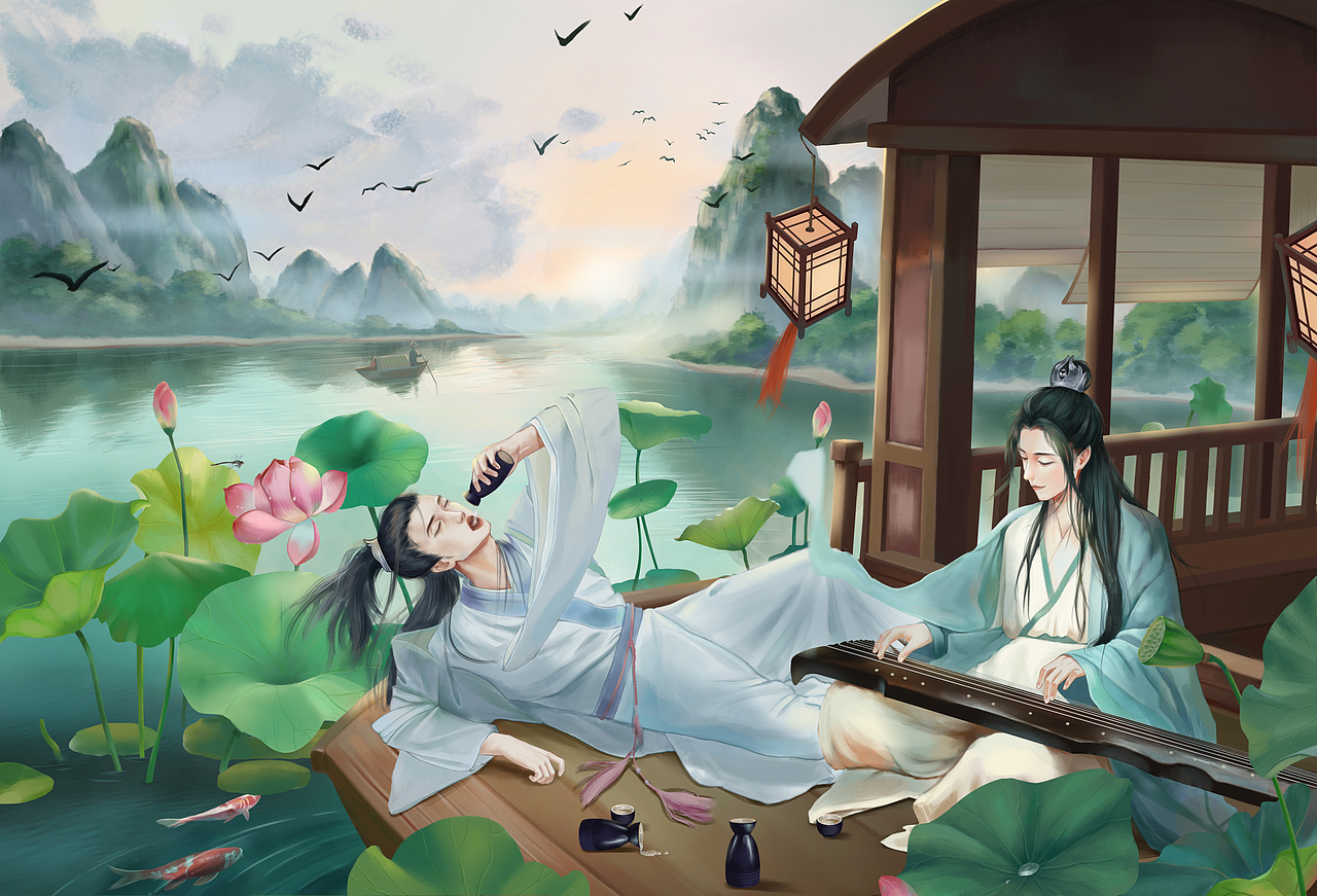 高山流水（图ZMzExNTc4MTMy） - 商业插画 - 站酷设计师杨茉莉原创素材 - 站酷ZCOOL