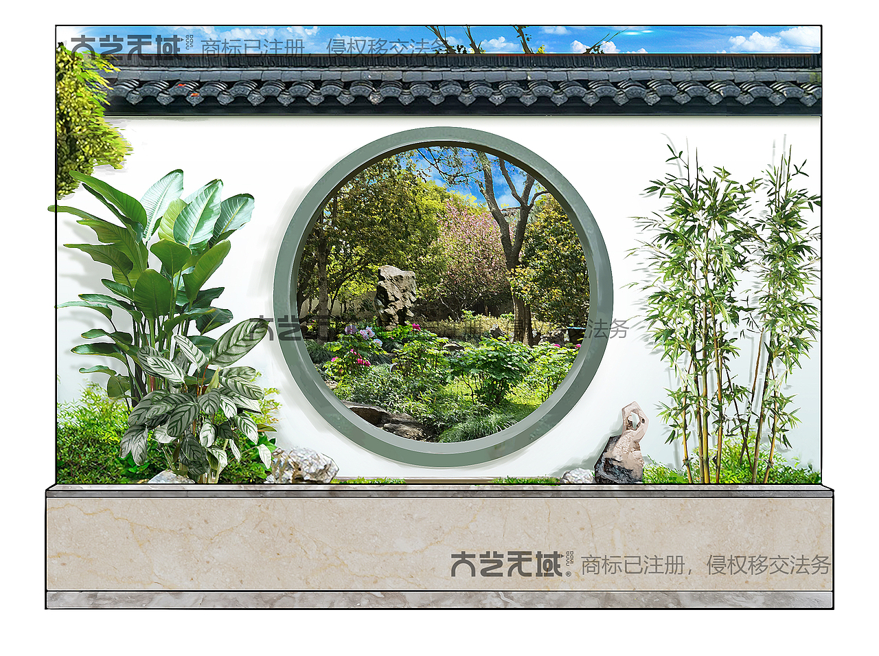 别墅写实油画苏州园林_大艺无域墙绘艺术-站酷zcool