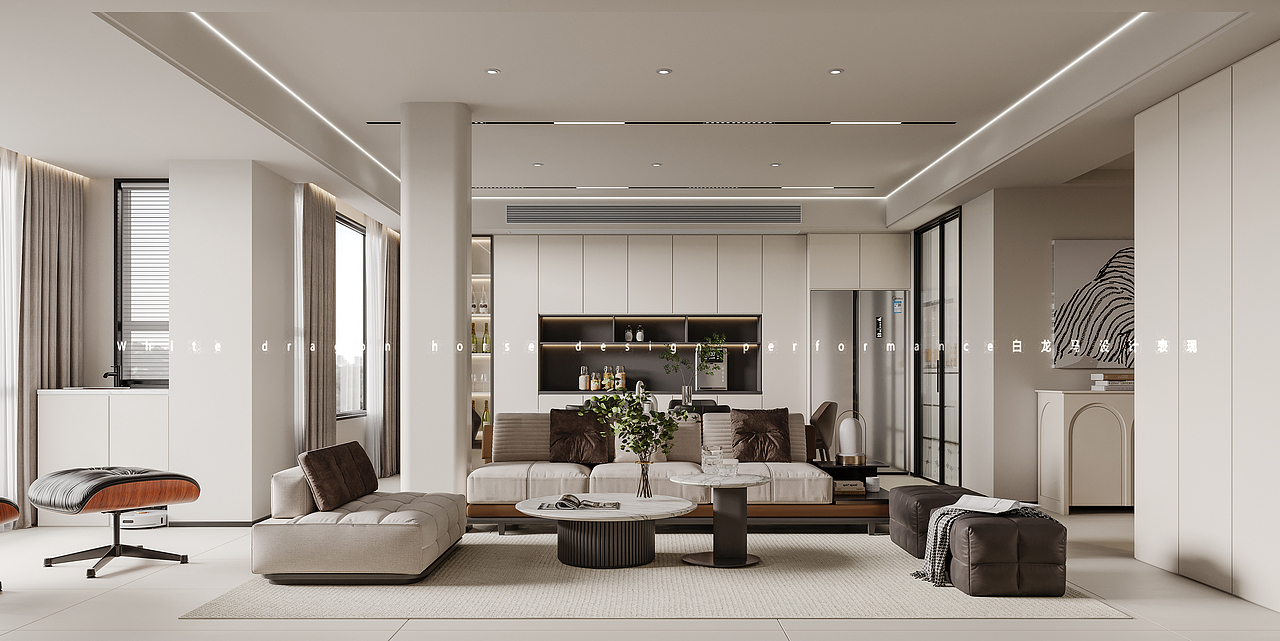 现代客餐厅—白龙马效果图