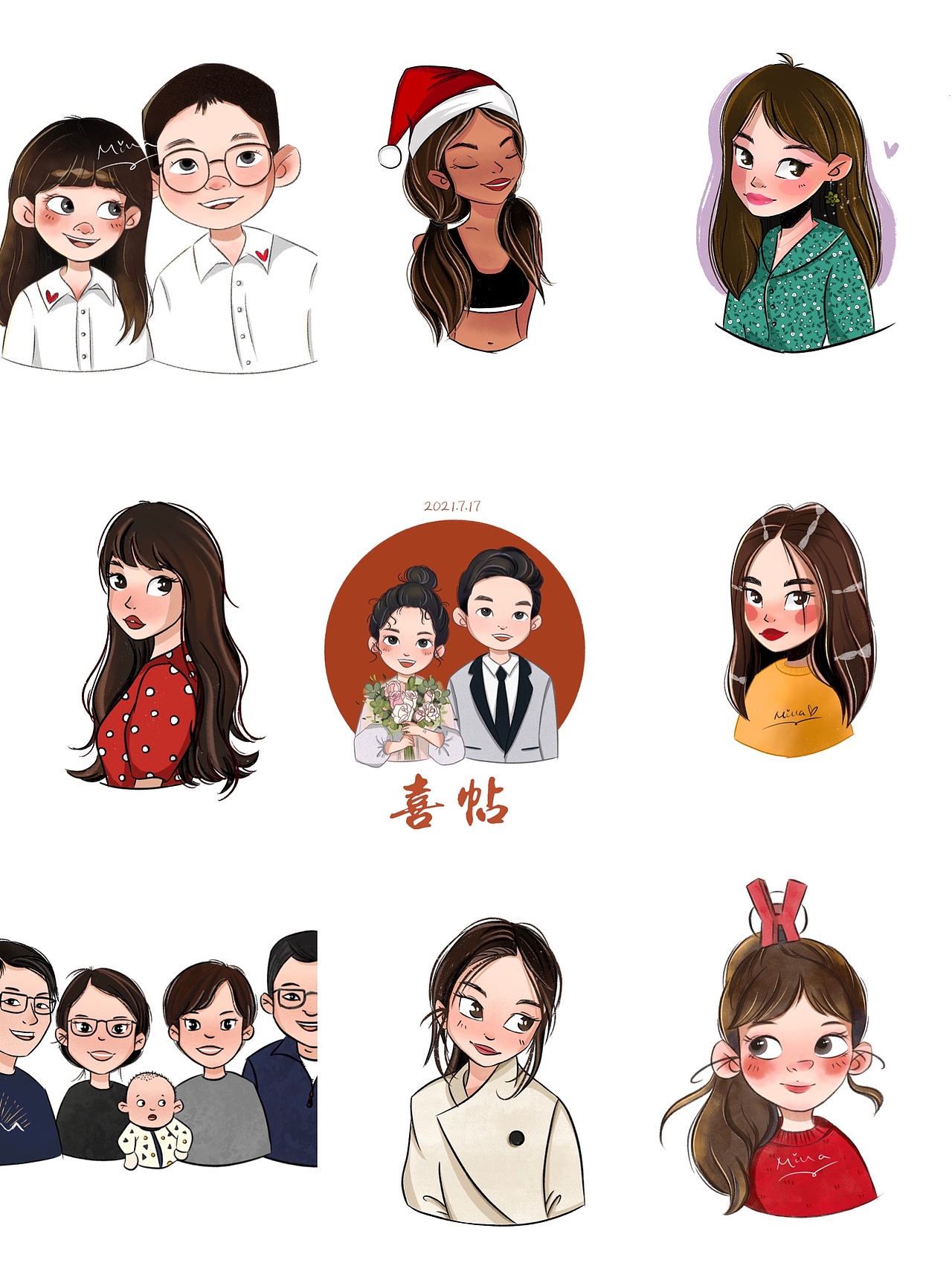 给朋友画的结婚照