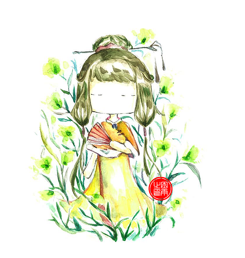 手绘古风Q版水彩文创IP（学校作业留存）（图ZMzA2NzY1NTg0） - IP形象 - 站酷设计师Papadijiang原创素材 - 站酷ZCOOL