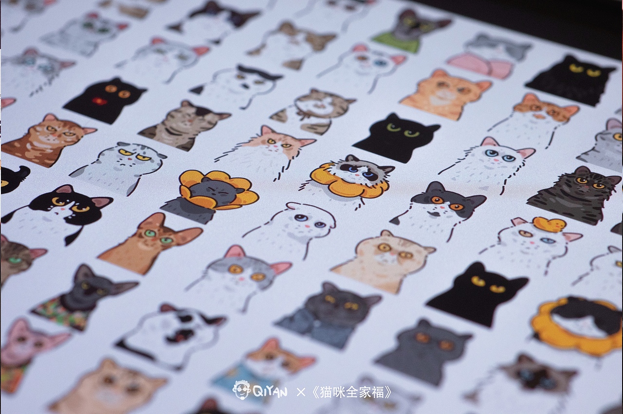《猫咪全家福2》（图ZMjk3NjI4MzE2） - 创作习作 - 站酷设计师启岩原创素材 - 站酷ZCOOL