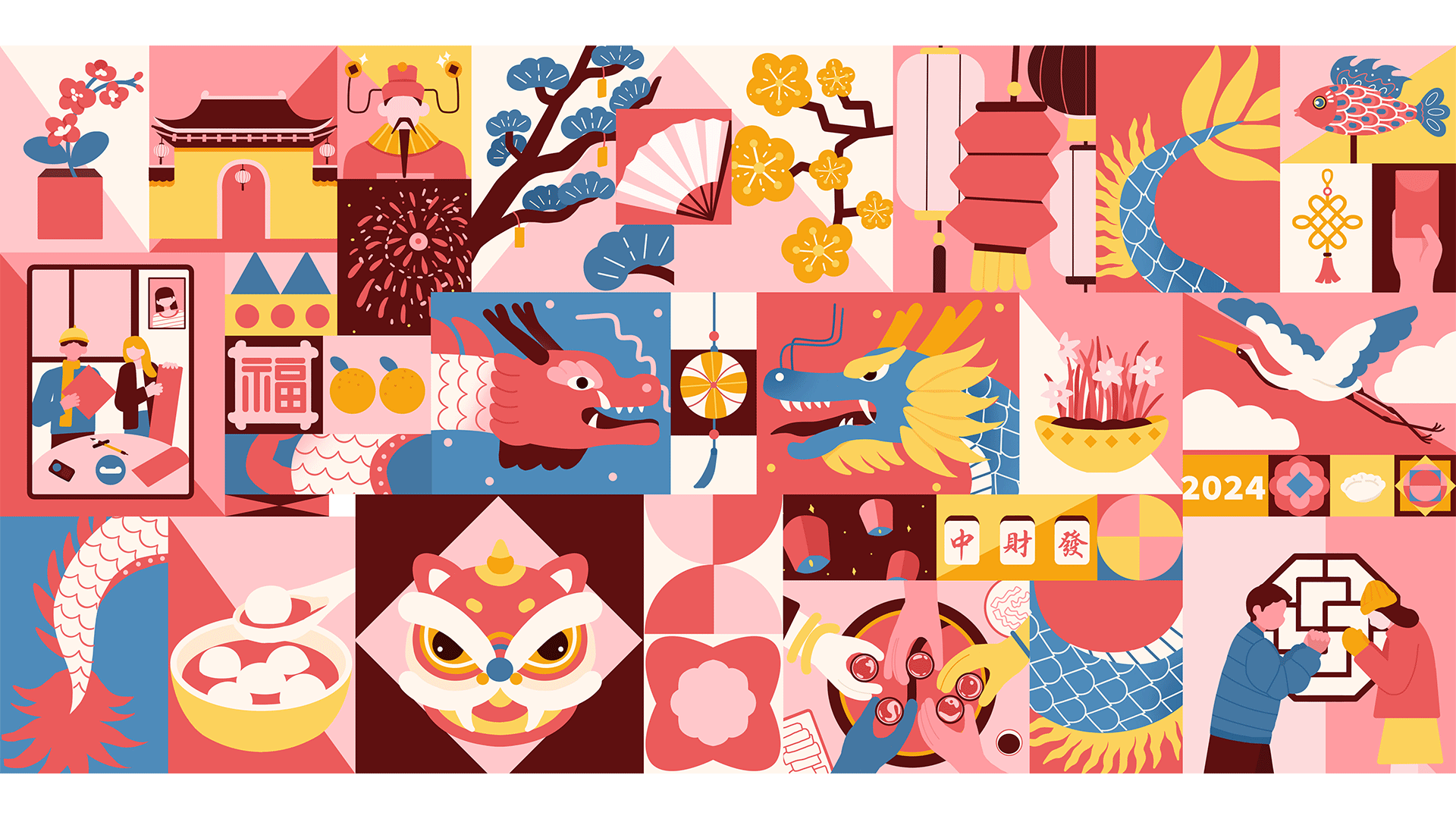 幸运2024龙-新年龙年插画（图ZMzU2Mjk4MzMy） - 商业插画 - 站酷设计师春田春田原创素材 - 站酷ZCOOL