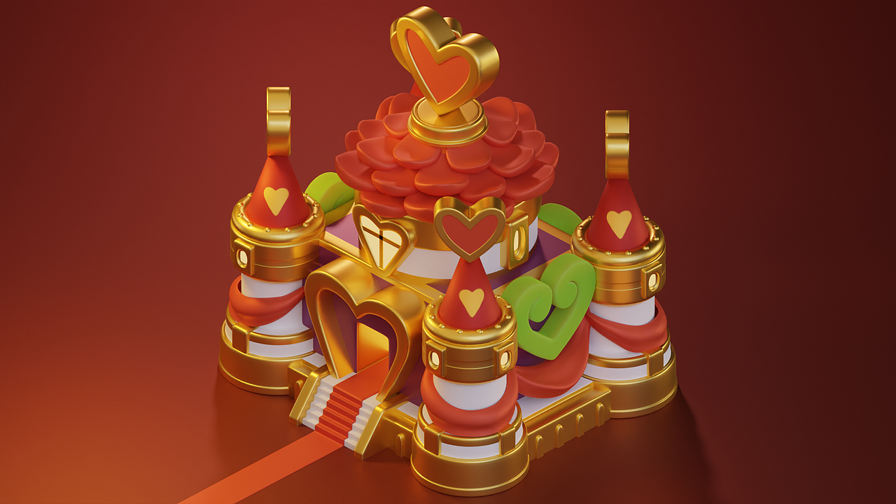 爱心城堡风格化小建筑__22年数字藏品NFT项目