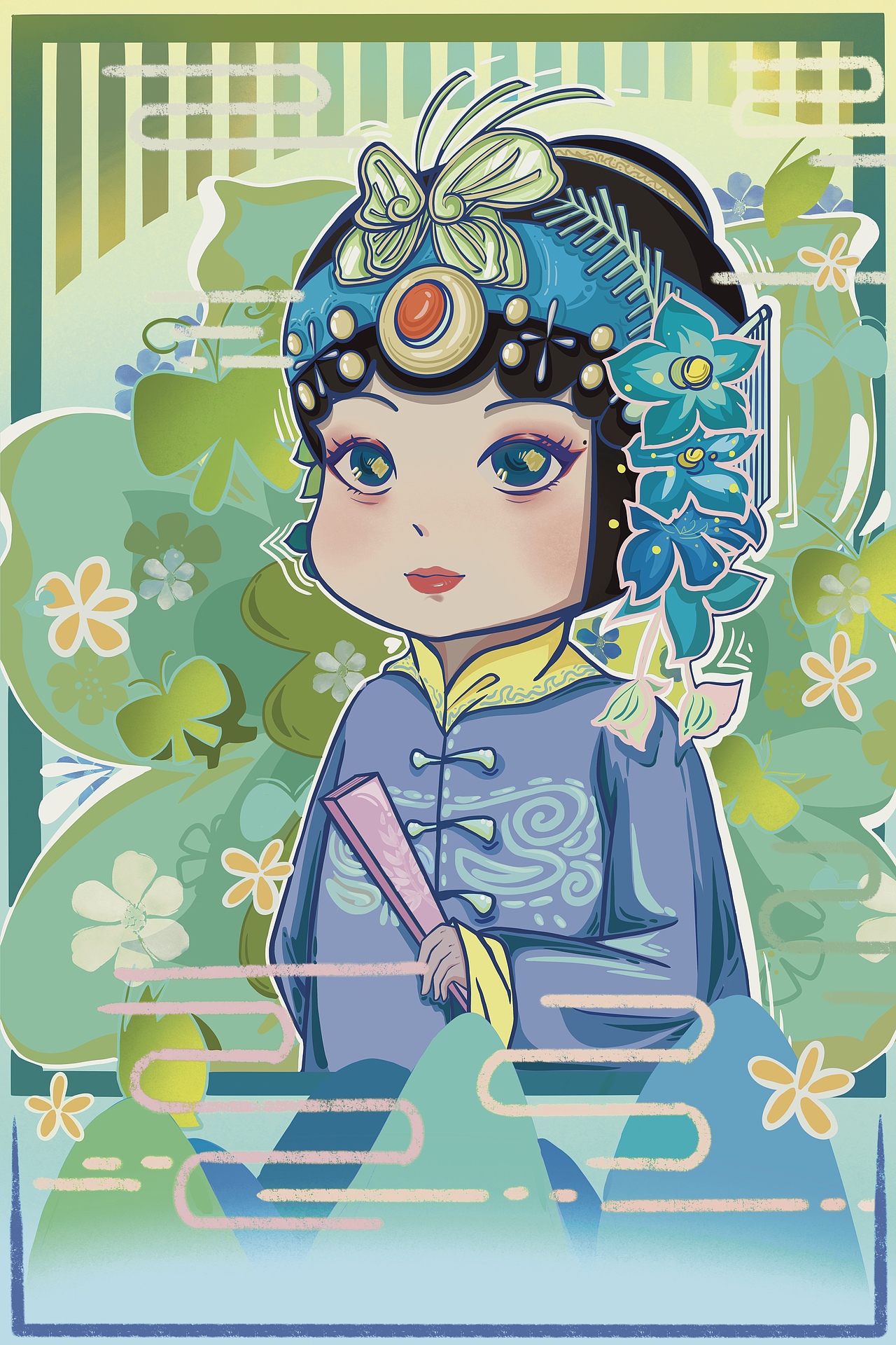 国潮戏曲人物（图ZMzMxNDQ0NDQw） - 新锐潮流插画 - 站酷设计师清纯少女德刚原创素材 - 站酷ZCOOL